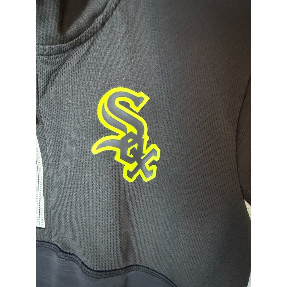 Chicago White Sox Youth L Black and Neon Yellow Quarter-Zip Performance Pullover - Picture 2 of 6